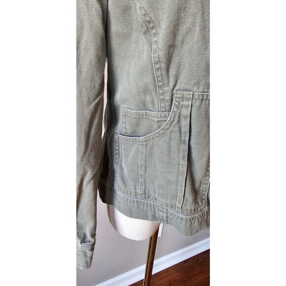 J. Jill 100% Cotton Long Sleeve Button-Up Jean Jacket Olive Green Womens S - Picture 3 of 7